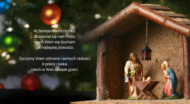 Betlejem na kartce z życzeniami bożonarodzeniowymi religijnymi