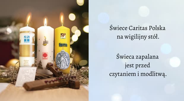 świeca na stole zapalana jest przed Ewangelią na Wigilię